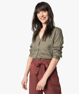 Chemise femme en lin à manches retroussables vue1 - GEMO(FEMME PAP) - GEMO
