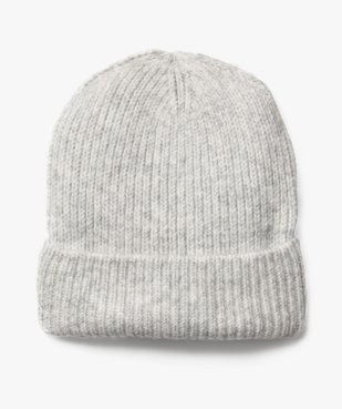 Bonnet en maille côtelée chinée à revers femme vue1 - GEMO (ACCESS) - GEMO