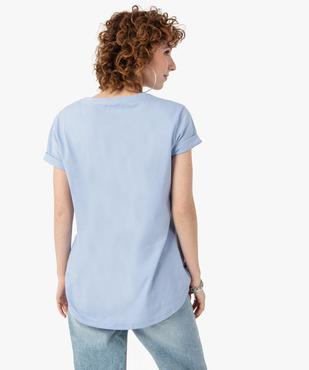 Tee-shirt femme à manches courtes avec col rond vue3 - GEMO(FEMME PAP) - GEMO