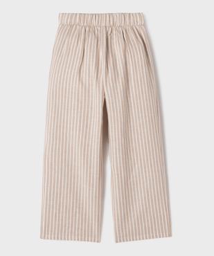 Pantalon droit en lin et viscose à rayures fille vue3 - GEMO 4G FILLE - GEMO