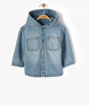 Chemise en jean bébé garçon à capuche et fermeture pressionnée vue1 - GEMO 4G BEBE - GEMO