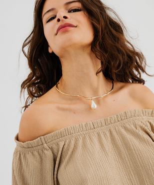 Tee-shirt manches courtes bouffantes à grand décolleté volanté femme vue2 - GEMO(FEMME PAP) - GEMO