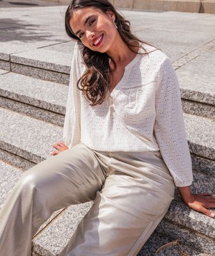 Blouse manches 3/4 en maille ajourée femme grande taille vue1 - GEMO 4G GT - GEMO
