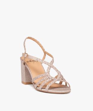 Sandales femme à talon à fines brides pailletées tressées vue3 - GEMO(URBAIN) - GEMO