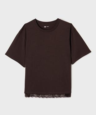 Tee-shirt manches courtes loose à finition dentelle fille vue1 - GEMO (JUNIOR) - GEMO