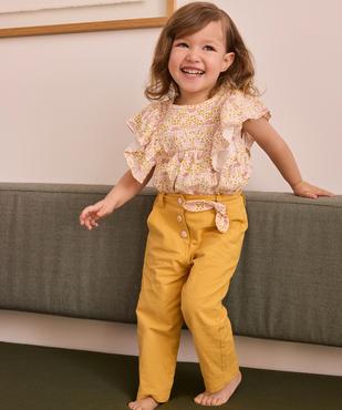 Pantalon en coton bébé fille avec détails fleuris - LuluCastagnette vue1 - LULUCASTAGNETTE - GEMO