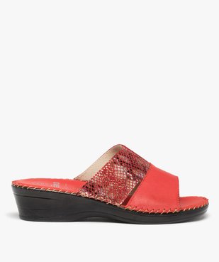 Mules femme confort compensées à brides en cuir vue1 - GEMO (CONFORT) - GEMO