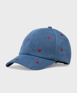 Casquette baseball en jean brodé de cœurs femme vue1 - GEMO (ACCESS) - GEMO