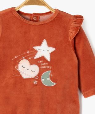 Pyjama en velours avec motif brodés et volants aux épaules bébé fille vue3 - GEMO 4G BEBE - GEMO
