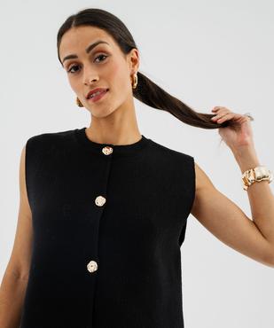 Gilet sans manches oversize avec boutons fantaisie femme  vue1 - GEMO(FEMME PAP) - GEMO