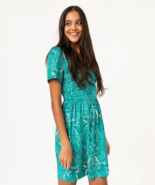 Robe imprimée à manches courtes avec taille drapée femme vue1 - GEMO(FEMME PAP) - GEMO
