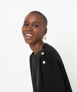 Robe sweat femme avec boutons sur l’épaule vue2 - GEMO(FEMME PAP) - GEMO