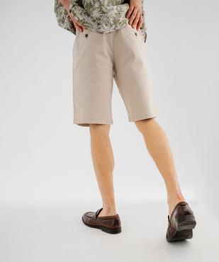 Bermuda en coton extensible coupe Regular avec ceinture tressée homme vue3 - GEMO (HOMME) - GEMO
