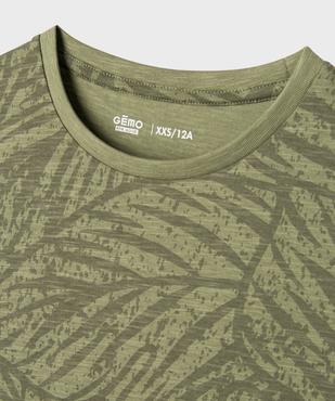 Tee-shirt manches courtes en jersey de coton imprimé feuillage garçon vue2 - GEMO 4G GARCON - GEMO