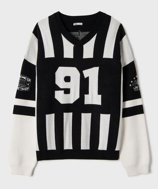Pull imprimé à col v coupe oversize garçon vue1 - GEMO 4G GARCON - GEMO
