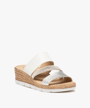 Mules femme confort à talon compensé avec brides fantaisie  vue2 - GEMO (CONFORT) - GEMO