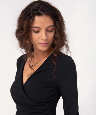 Robe femme ajustée effet drapé à manches longues vue2 - GEMO(FEMME PAP) - GEMO