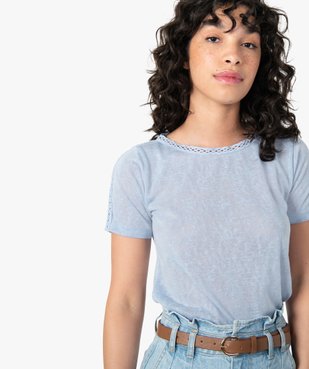 Tee-shirt femme à manches courtes en maille fine vue2 - GEMO(FEMME PAP) - GEMO