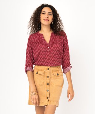 Tee-shirt à manches longues imprimé en polyester recyclé femme vue1 - GEMO 4G FEMME - GEMO