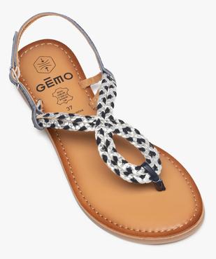 Sandales femme à talon plat et brides tressées en cuir vue5 - GEMO (CASUAL) - GEMO