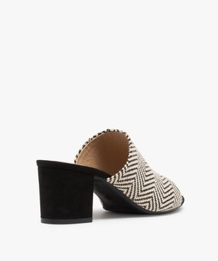 Mules femme à talon carré et large bandeau tissé vue4 - GEMO(URBAIN) - GEMO