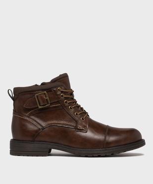 Boots mid-cut à semelle crantée, lacets et zip homme vue1 - MARIO BALDANO - GEMO