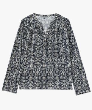 Tee-shirt à manches longues imprimé avec col boutonné femme vue4 - GEMO 4G FEMME - GEMO
