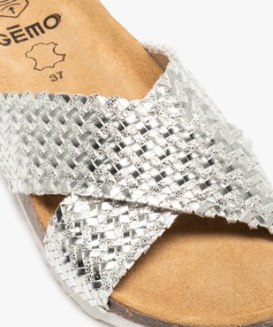 Mules femme plates à brides tressées métallisées vue6 - GEMO (CASUAL) - GEMO