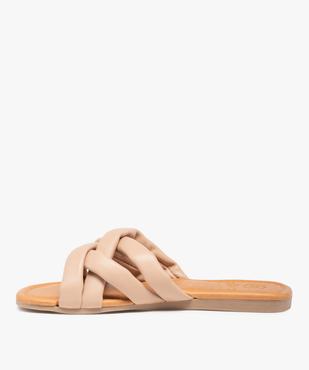 Mules femme à talon plat et brides unies rembourrées vue3 - GEMO (CASUAL) - GEMO