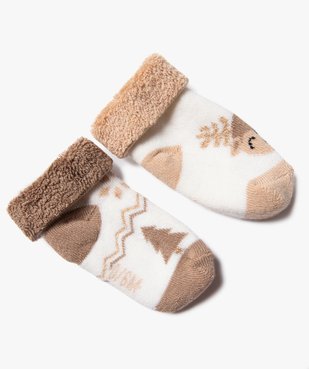Chaussettes de Noël en maille bouclette douillette bébé (lot de 2) vue3 - GEMO 4G BEBE - GEMO