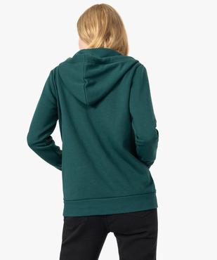 Sweat femme zippé à capuche et motif vue3 - FOLLOW ME - GEMO