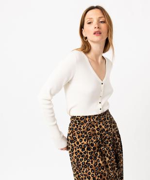 Gilet col V en maille côtelée coupe ajustée femme vue1 - GEMO(FEMME PAP) - GEMO