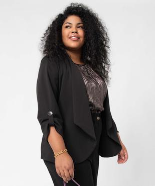 Veste femme grande taille porté ouvert avec manches 3/4 vue3 - GEMO (G TAILLE) - GEMO