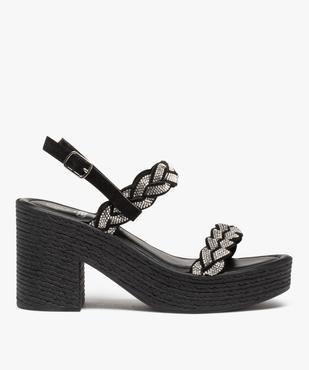 Sandales femme plateforme à talon et brides strass tressées vue1 - GEMO(URBAIN) - GEMO