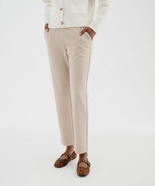 Pantalon droit en maille extensible à chevrons femme  vue1 - GEMO(FEMME PAP) - GEMO