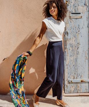 Pantalon ample, fluide et texturée femme vue1 - GEMO(FEMME PAP) - GEMO