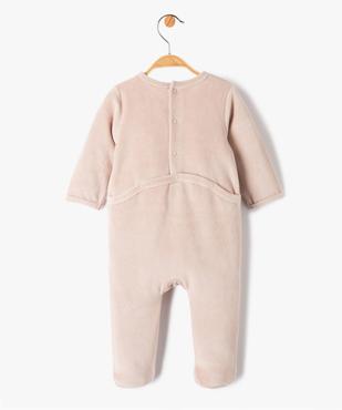 Pyjama bébé fille en velours à message vue3 - PREMIER PRIX BY GEMO - GEMO