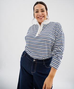Polo manches longues avec col froncé femme grande taille vue2 - GEMO (G TAILLE) - GEMO