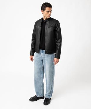 Blouson biker en cuir imitation homme vue5 - GEMO (HOMME) - GEMO