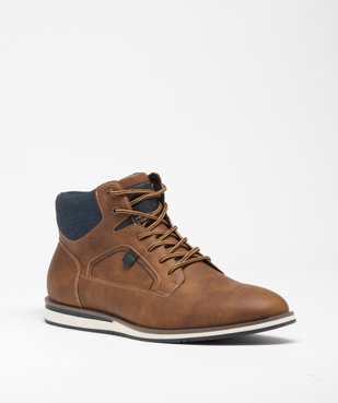 Baskets homme mid-cut casual unies avec col denim vue2 - GEMO (CASUAL) - GEMO