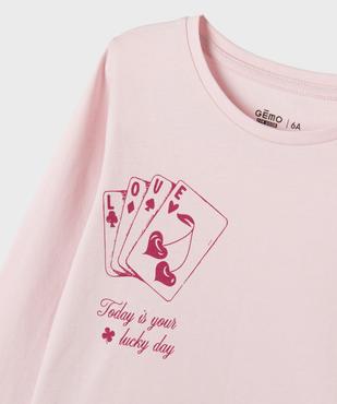 Tee-shirt manches longues avec inscriptions fille vue2 - GEMO 4G FILLE - GEMO