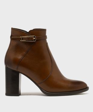 Boots en cuir à talon et bout amande femme - Tanéo vue1 - TANEO - GEMO