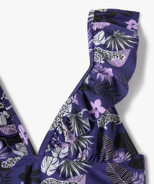 Haut de maillot de bain fille triangle avec bretelles volantées vue2 - GEMO (JUNIOR) - GEMO