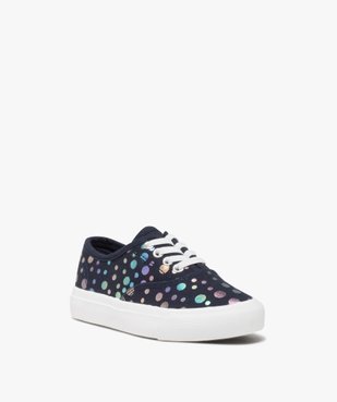 Baskets fille en toile à motifs brillants avec lacets élastiques vue3 - GEMO 4G FILLE - GEMO