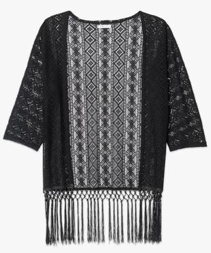 Gilet long en dentelle pour femme avec bas à franges  vue4 - FOLLOW ME - GEMO