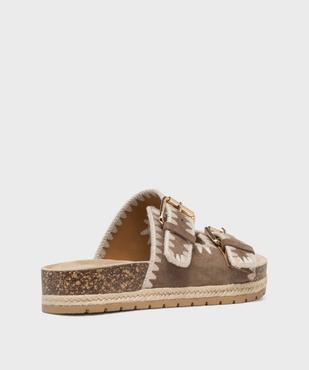 Mules à semelle plateforme et larges brides brodées femme - 5 Miles vue4 - 5 MILES - GEMO