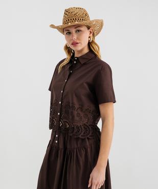 Chemise manches courtes en coton ajouré femme vue1 - GEMO(FEMME PAP) - GEMO