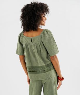 Blouse en gaze de coton avec détails brodés femme vue3 - GEMO(FEMME PAP) - GEMO