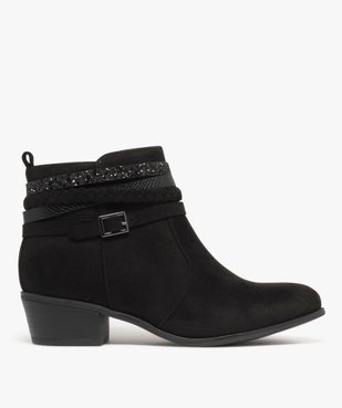Boots femme en suédine unie avec brides fantaisie et à petit talon vue2 - VALENTINA BALDA - GEMO