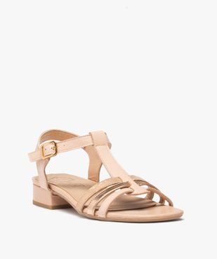 Sandales femme à petit talon carré et à fines lanières en cuir - T vue2 - TANEO - GEMO